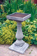 Stone Large Baluster Birdbath with square bowl on tiered plinth