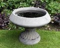 Stone Edwardian Birdbath with deep bowl on fluted pedestal